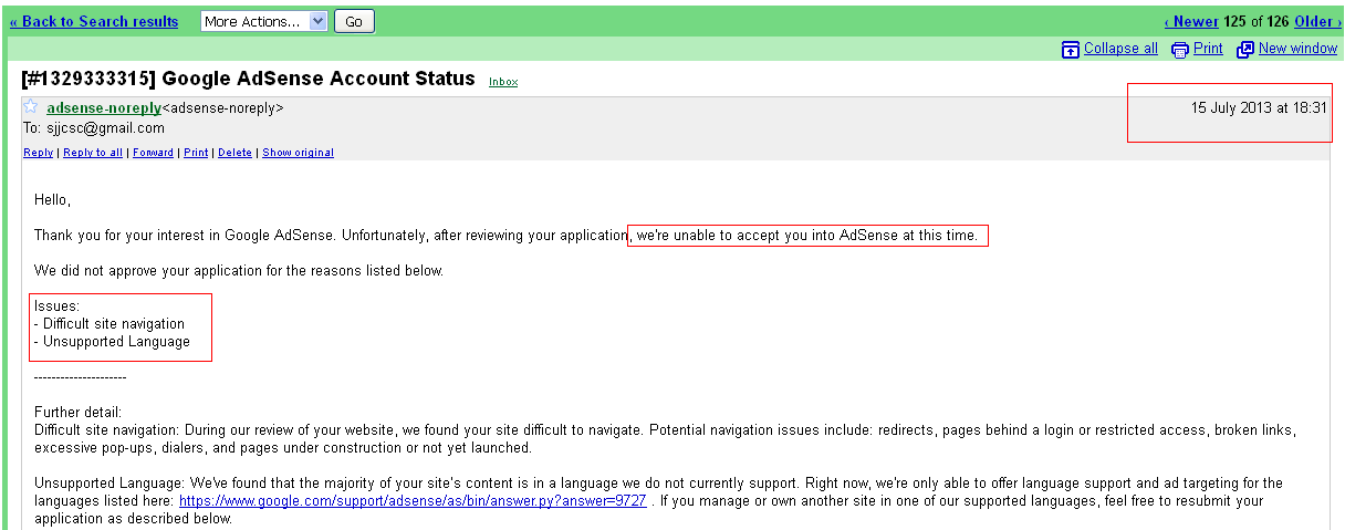 google adesnse disapproval