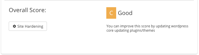 Malcare Website Hardening score
