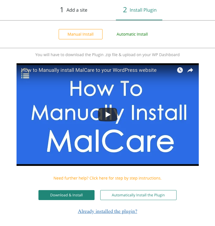 Install Malcare plugin