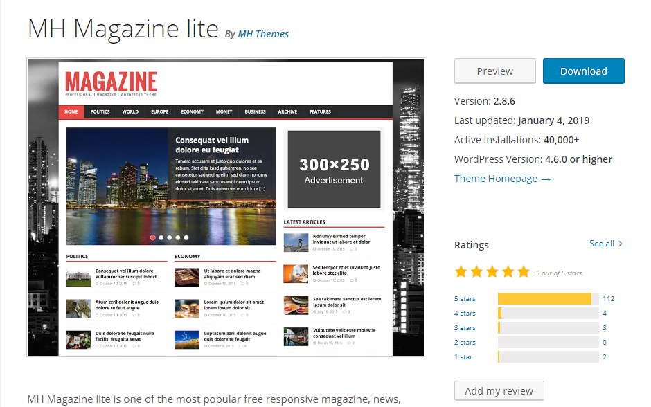 MH Magazine Lite Theme